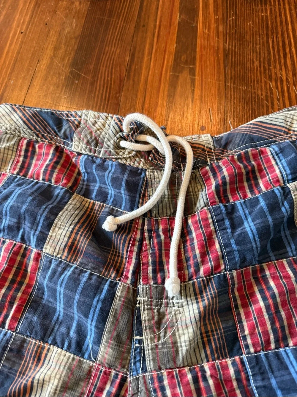 Men's Plaid Swim Shorts - Blue & Red
